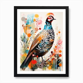 Bird Painting Collage Grouse 2 Art Print