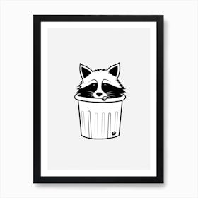 A Minimalist Line Art Piece Of A Tres Marias Raccoon 1 Art Print