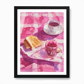 Pink Breakfast Food Peanut Butter And Jelly 3 Art Print