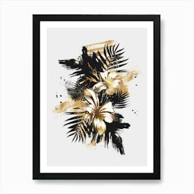 Gold And Black Floral Painting Art Print