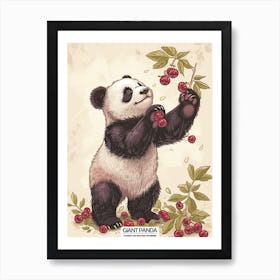 Giant Panda Picking Berries Poster 8 Art Print