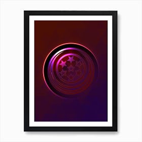 Geometric Neon Glyph on Jewel Tone Triangle Pattern 079 Art Print