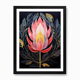Protea 3 Hilma Af Klint Inspired Flower Illustration Art Print