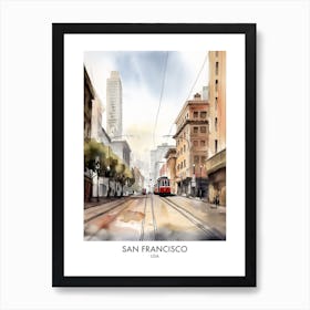 San Francisco Usa Watercolour Travel Poster 3 Art Print