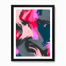 Rose And Blue And Gray Marble Abstract Painting Art Print