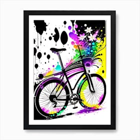Colorful Bicycle With Flowers Art Print