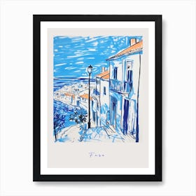 Faro Portugal Mediterranean Blue Drawing Poster Art Print