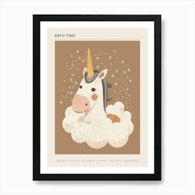 Unicorn In The Bubble Bath Mocha Muted Pastels 1 Poster Art Print