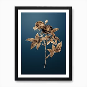Gold Botanical Van Eeden Rose on Dusk Blue n.4483 Art Print