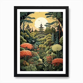 Ninna Ji Temple Japan Henri Rousseau Style 3 Art Print