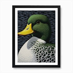 Ohara Koson Inspired Bird Painting Mallard Duck 4 Art Print