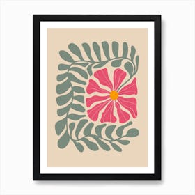 Abstract Botanical flower and leaves Art Print