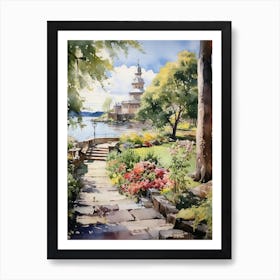 Fredriksdal Museum And Gardens Sweden Watercolour Art Print