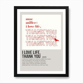 Mac Miller I Love Life, Thank You I Love Life Thank You 2011 Music Poster 1 Art Print