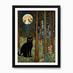 William Morris Black Cat In The Forest 8 Art Print