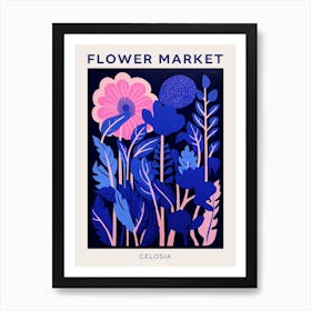 Blue Flower Market Poster Celosia 2 Art Print