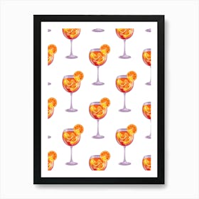 Aperol Spritz Art Print Seamless Pattern With Orange Slices Art Print