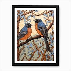 Art Nouveau Birds Poster Bluebird 1 Art Print