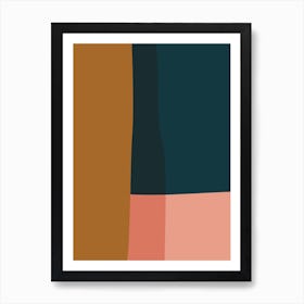 Abstract 1 Blue Brown Pink Art Print