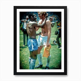 Pele, Bobby Moore, Brazil, England, World Cup, Retro, Football, Soccer, Art, Wall Print Art Print