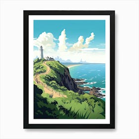 Cape Byron, Australia, Flat Illustration 4 Art Print