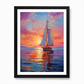 Sailboat At Sunset 25 Art Print