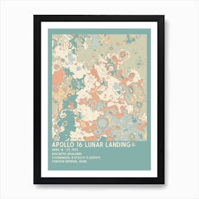 Apollo 16 Lunar Landing Site Vintage Moon Map Art Print