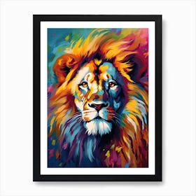 Lion Art Painting Colour Field Style 1 Art Print