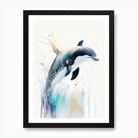Commerson S Dolphin Storybook Watercolour  (4) Art Print
