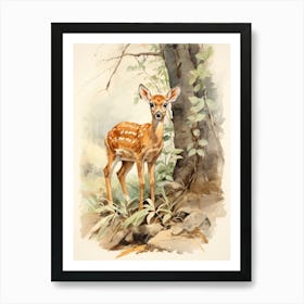 Storybook Animal Watercolour Antelope 4 Art Print