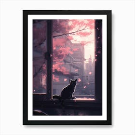 Cat In The Window Art Print