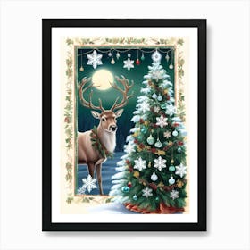 William Morris Christmas Deer 1 Art Print