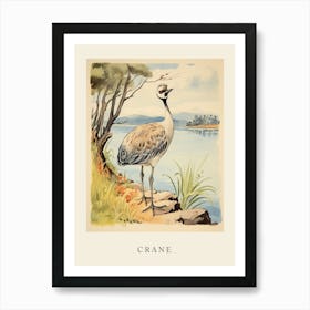 Beatrix Potter Inspired  Animal Watercolour Crane 1 Art Print