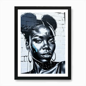 Graffiti Mural Of Beautiful Black Woman 296 Art Print