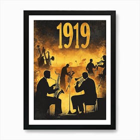 Aihrgdesign A Retro Poster Of A Lively 1919 Jazz Club Featuri F40aa2af 9c09 4e52 9309 Bcd455773fbc 1 Art Print