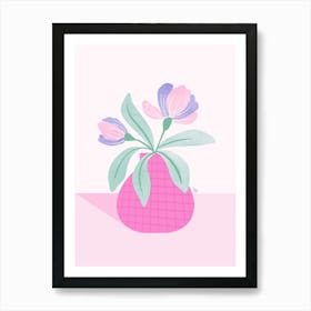 Modern Flower Pot Pink Art Print