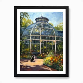 Painting Of A Cat In Royal Botanic Gardens, Kew United Kingdom In The Style Of Impressionism 02 Art Print