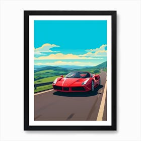 A Ferrari Enzo In Causeway Coastal Route Illustration 2 Art Print