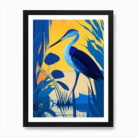 Great Blue Heron Pop Matisse 2 Bird Art Print