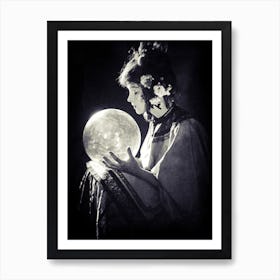 Moon Gazer - Famous Lillian Gish Photography 1920 Witchy Moon Pagan Fairytale Vintage Victorian Dreamy Witch Crystal Ball Art Print