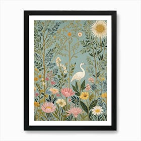 White Stork In A Garden Art Print