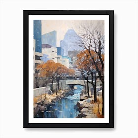 Winter City Park Painting Cheonggyecheon Park Seoul 1 Art Print