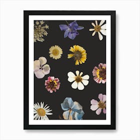 Flowers On A Black Background 9 Art Print