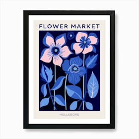 Blue Flower Market Poster Hellebore 1 Art Print