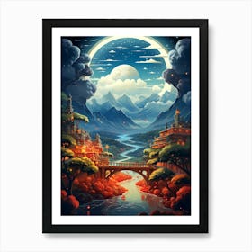 Asian Landscape Painting Art Print