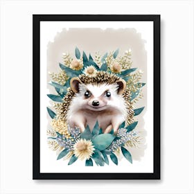 Floral Baby Hedgehog Watercolor 6 Art Print