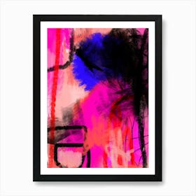 Pompei - Hot Pink, Red, Blue, Black Abstract Art Art Print