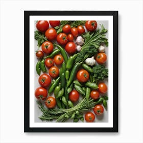 Fresh Vegetables Tomatoes Peppers Chilis Kitchen Wall Art 3 Art Print