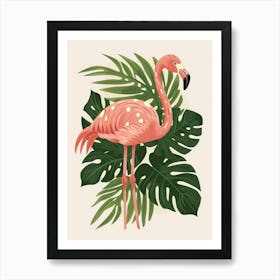 Chilean Flamingo Monstera Deliciosa Boho Print 1 Art Print