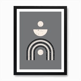 Grey Bohemian Shapes Abstract Art Print